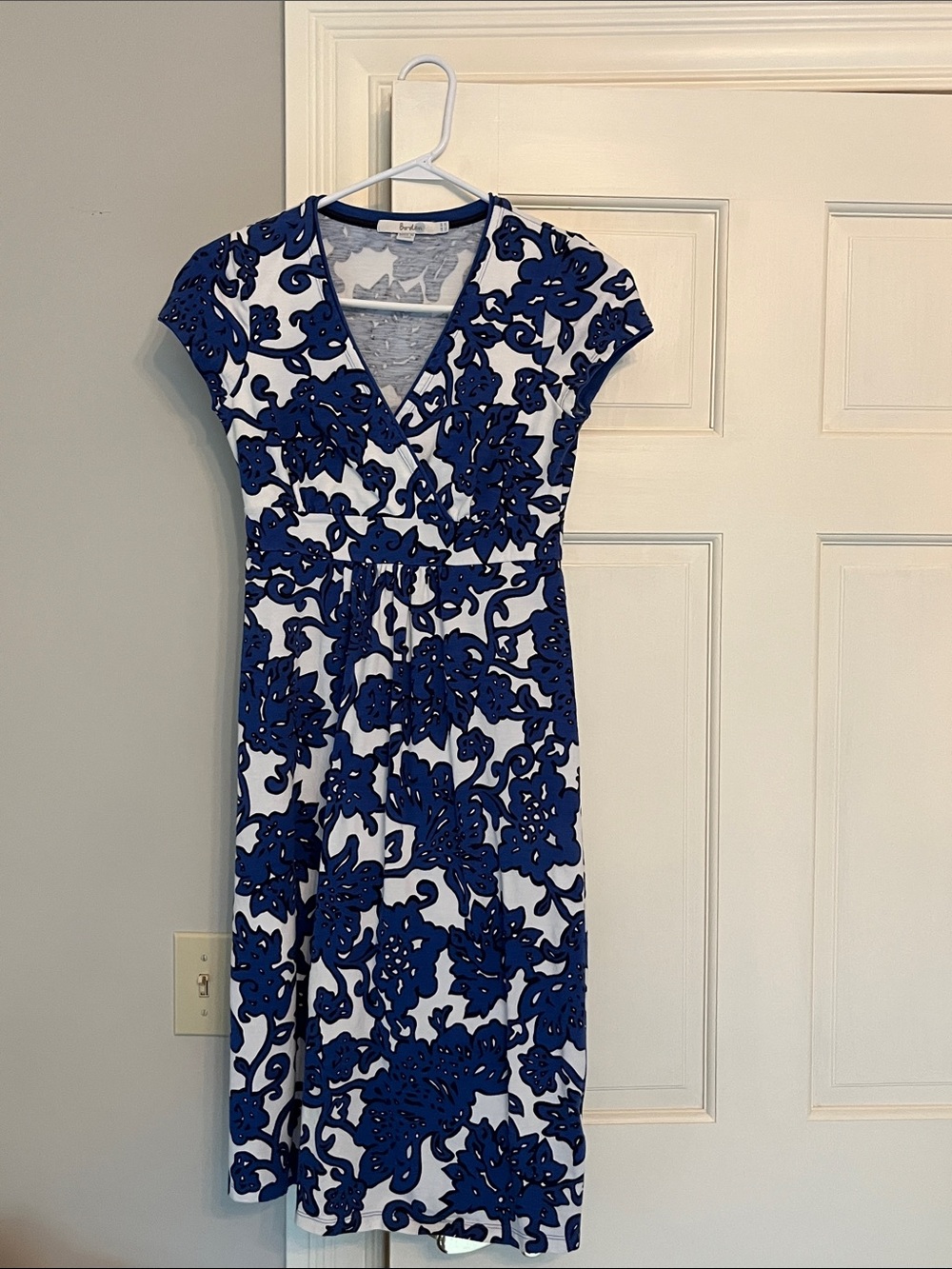 Boden Blue and White Floral Midi Dress
